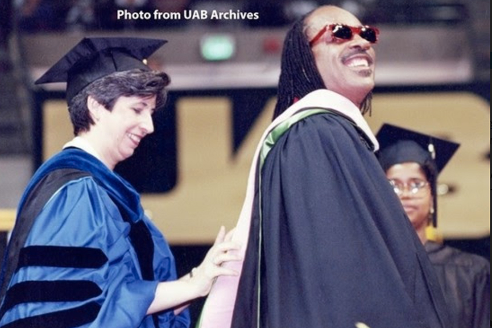Joan Lorden and Stevie Wonder at UAB